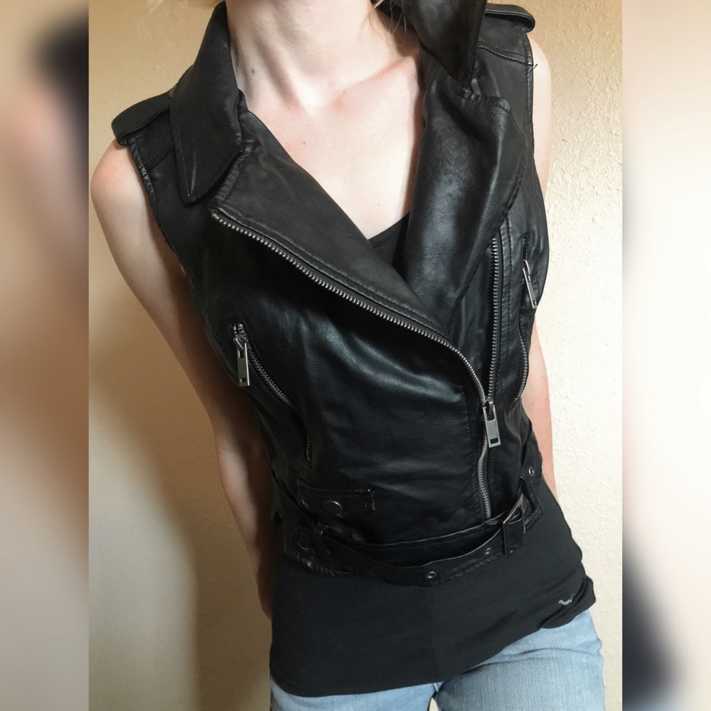 Sleeveless Leather Jacket